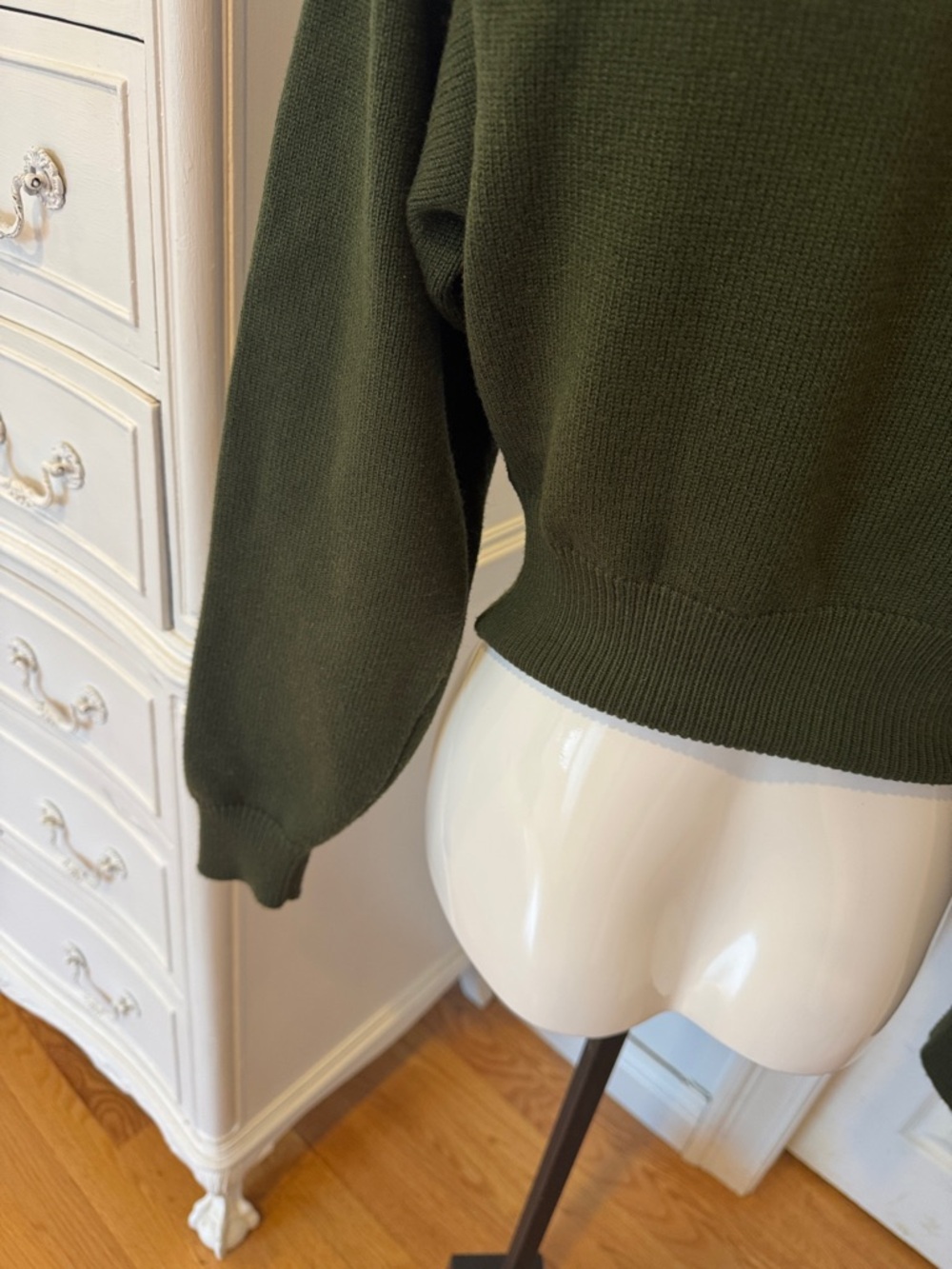 Zara Olive Crewneck Ribbed-Waist Sweater - Picture 5 of 7